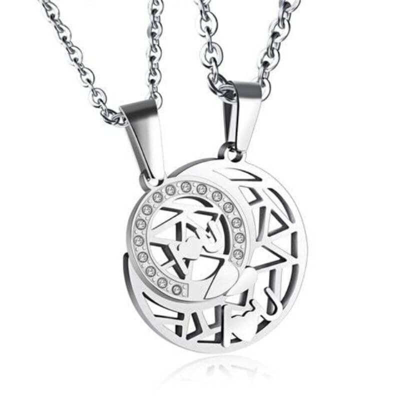 Moon and sun matching chains for couples