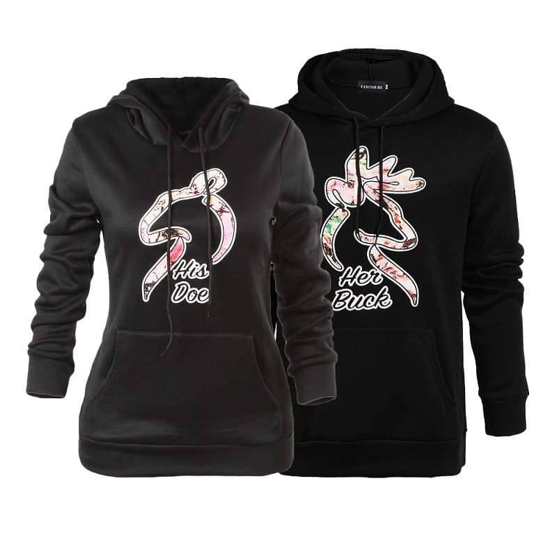 Couple hoodies Her buck his doe