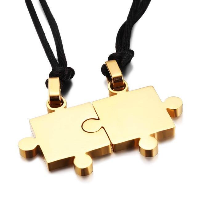 Couple Necklaces Puzzle Pieces - Black - Necklaces
