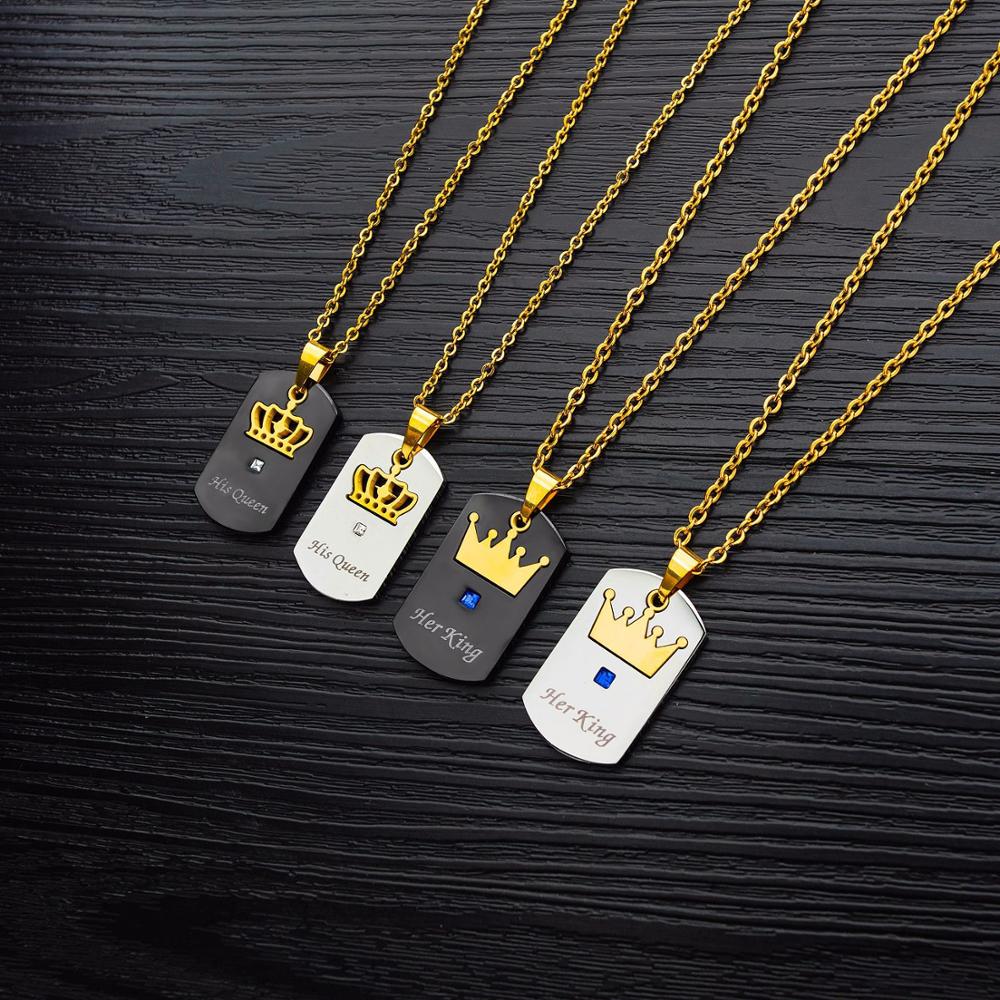 Her King and His Queen Necklace for Couples