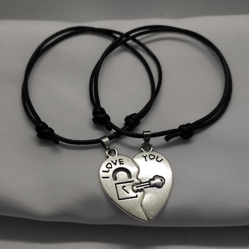 Lock and key bracelet for couples