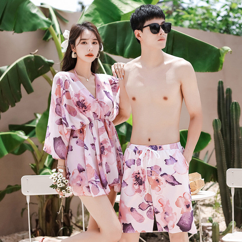 Pink couples bathing suits