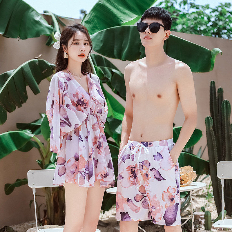 Pink couples bathing suits