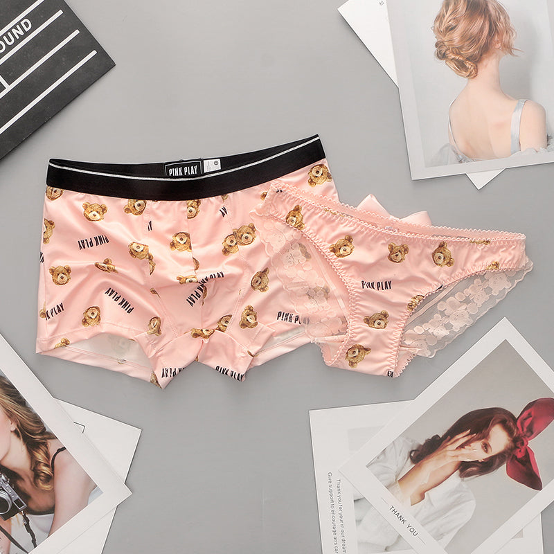Cute couples silk underwear