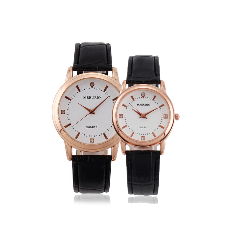 Black leather Couple watch