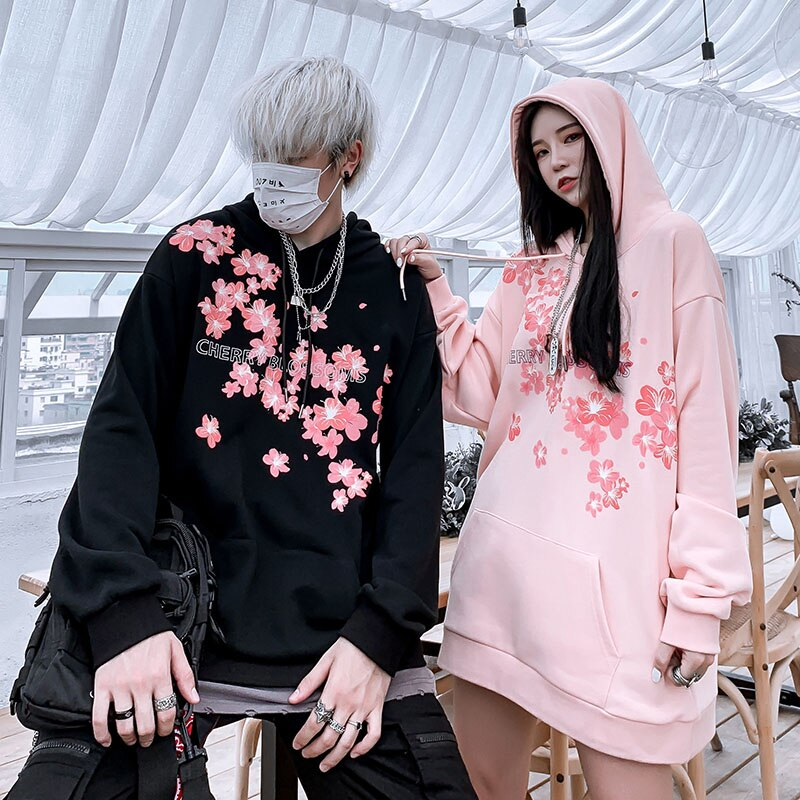 Anime Couple Hoodie Flowers Lovers - Hoodie
